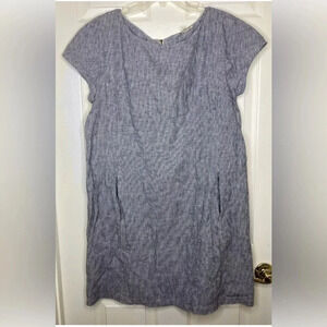 Woman EILEEN FISHER blue White Stripe Hemp Organic Cotton S/s Shift Dress Medium